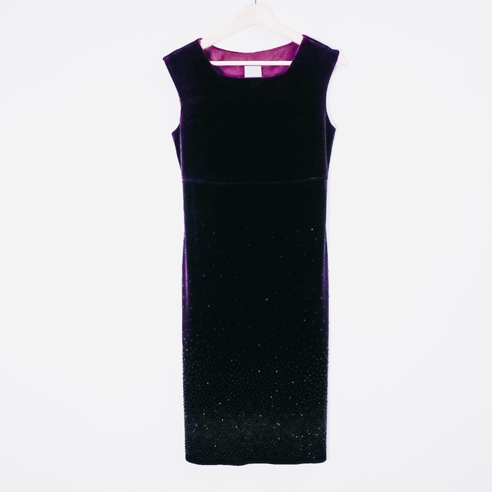 Vintage Rabbit Designs Purple Velvet Beaded Dress
